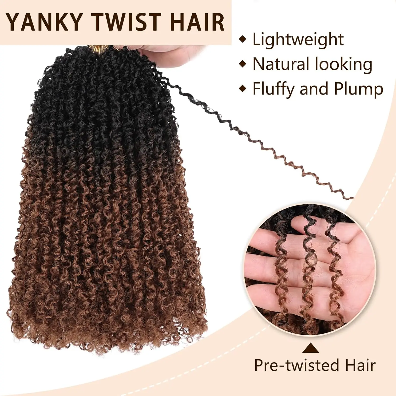 7 упаковок, предварительно закрученные Yanky Twist, вязанные крючком косы для волос, синтетические натуральные черные предварительно скрученные волосы Passion Twist, вязанные крючком косы в стиле бохо