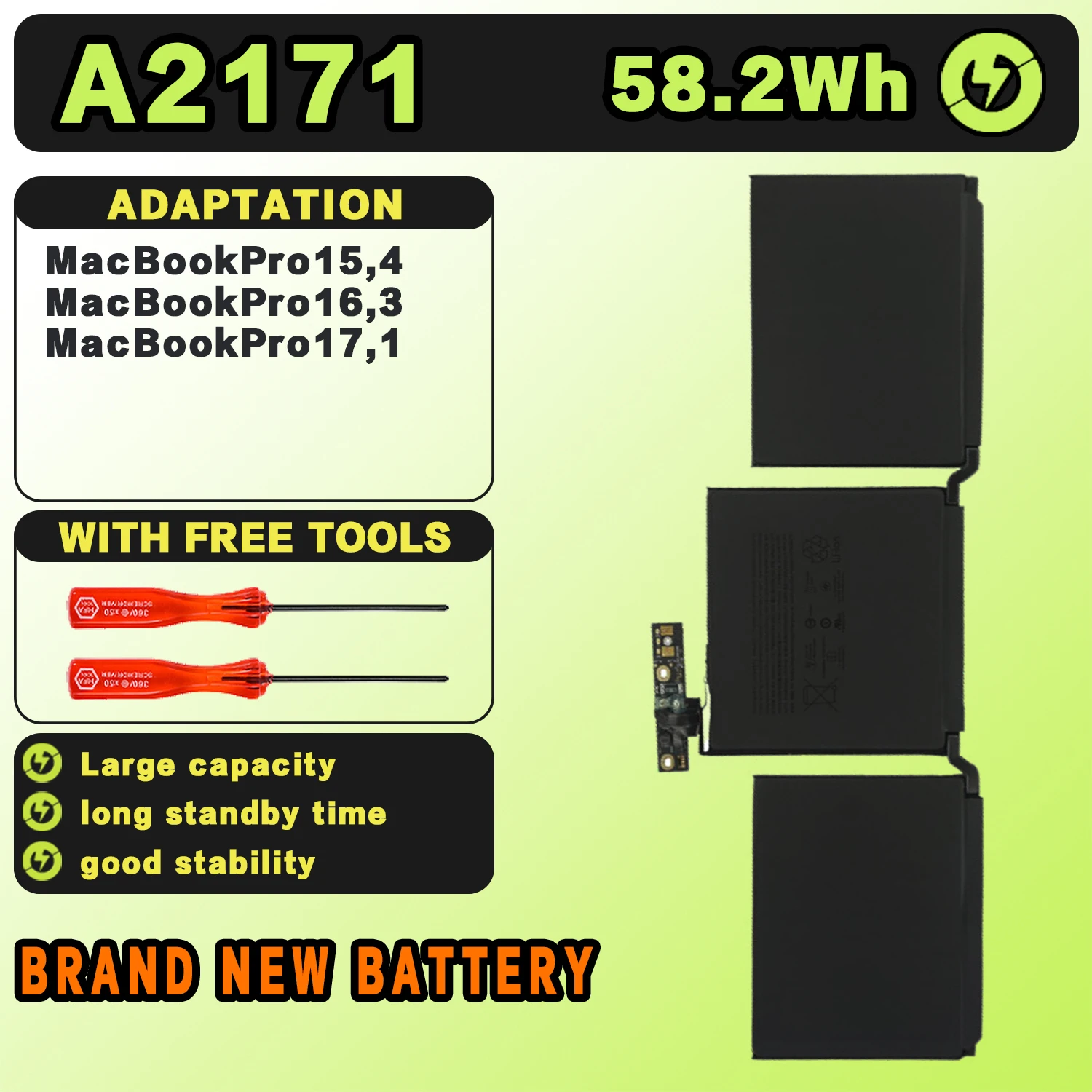 SAT A2171 New Laptop Batteries Replacement For Apple A2159 A2289 A2338 2019-2020Year MacBookPro15.4/16.3/17.1 11.41V58.2Wh