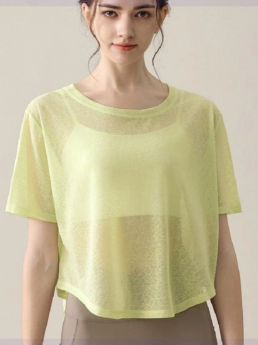 Lightweight Breathable Running T-irt ort Sve Loose Fit Qui Dry Summer Yoga Fitn Top Women's Faion Sportswear