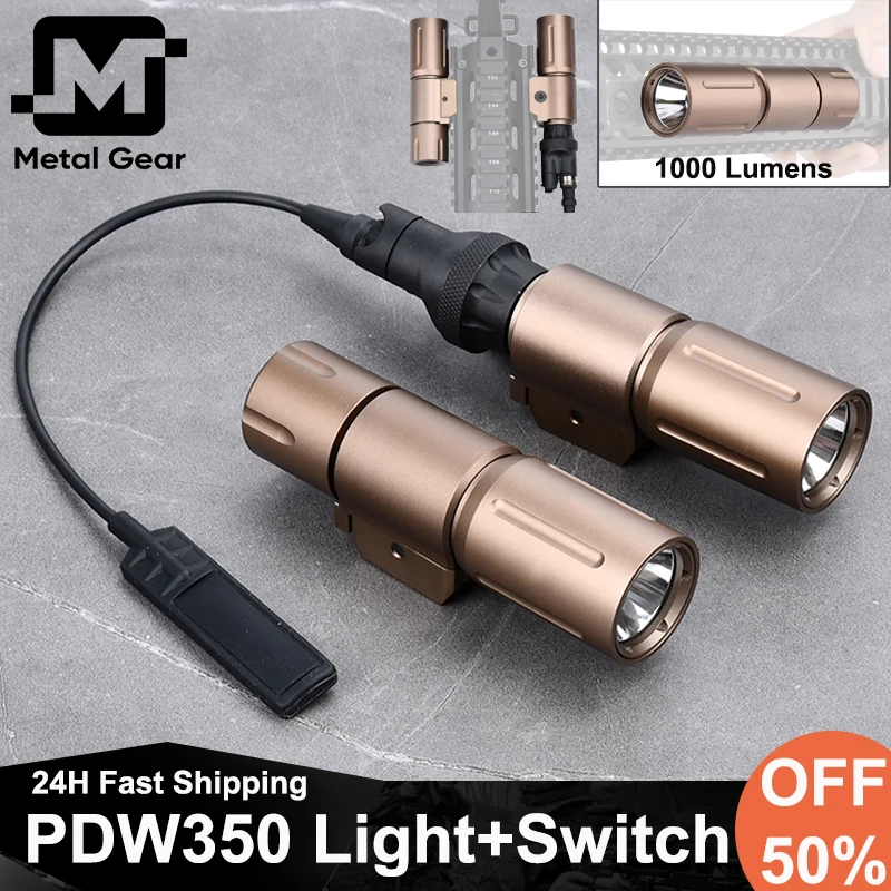 WADSN Tactical PDW350 PLHv2 Flashlight 1000Lumens High Power Hunting Scout Light Dual Function Pressure Switch Airsoft 20MM Rail