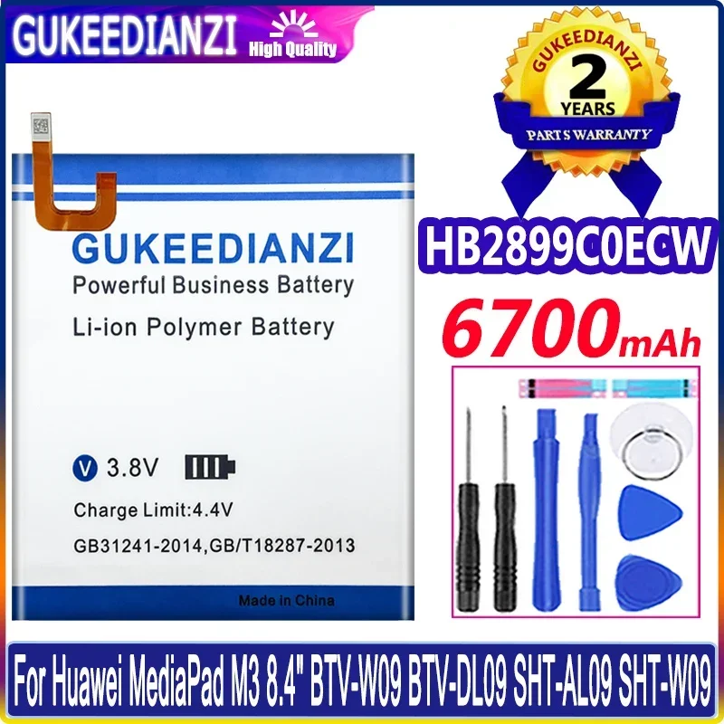 

GUKEEDIANZI Battery 6700mAh HB2899C0ECW (jinshu) For Huawei MediaPad M3 8.4" BTV-W09 BTV-DL09 SHT-AL09 SHT-W09 Batteria