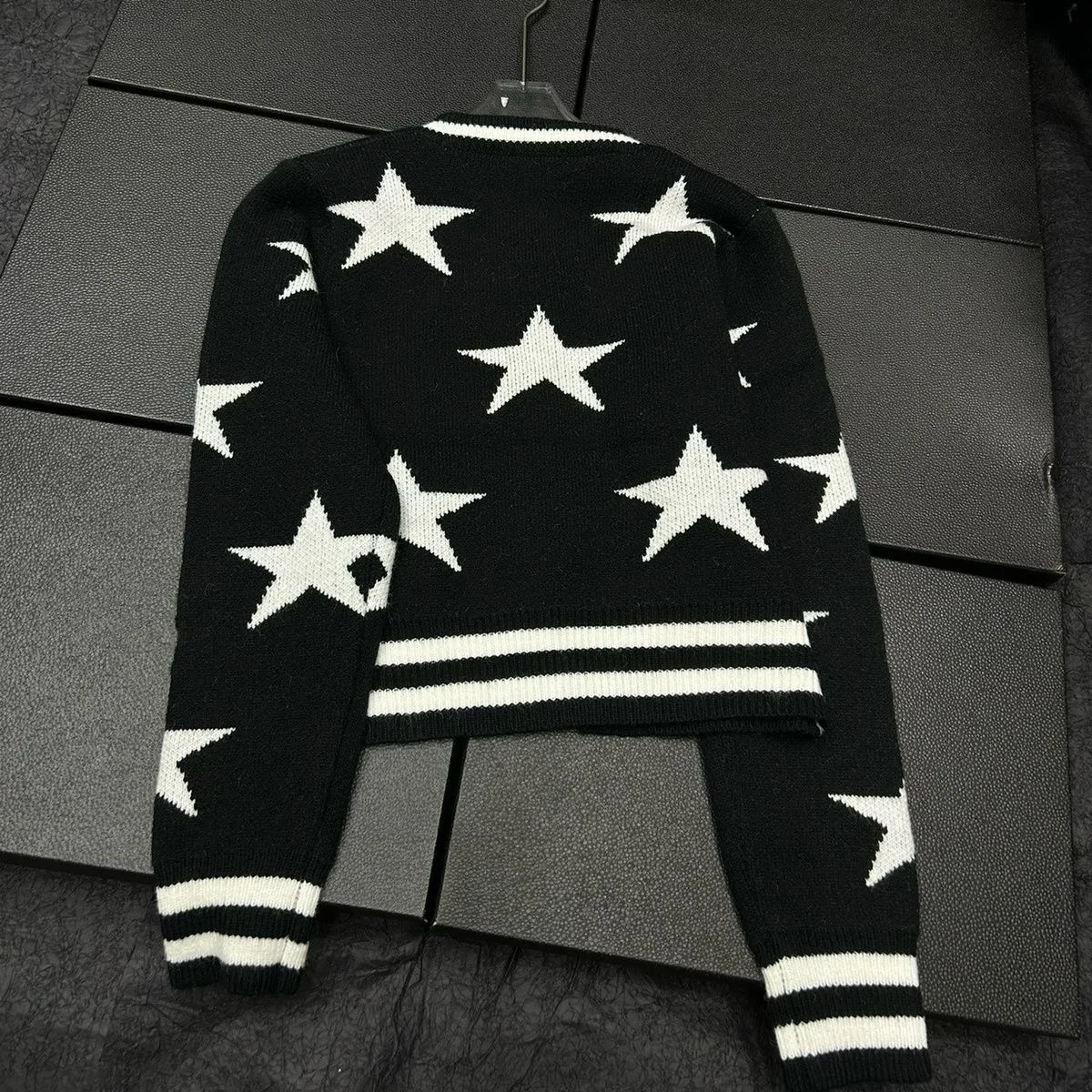 Star Cardigan for Women Gold Button Single Breasted Starry Jacquard Knit Crop Sweater Jacket Fall Winter Trendy Outfit