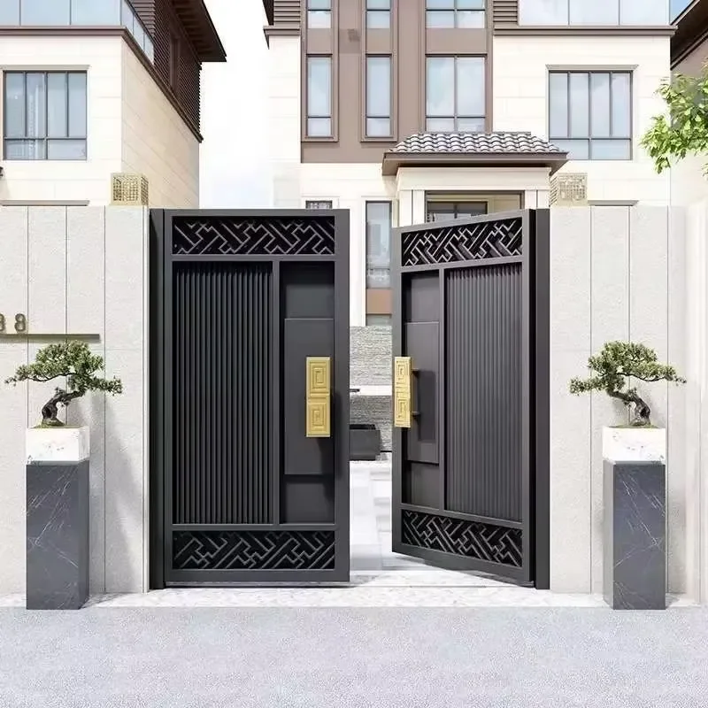3D Electric Fence Panel Gate Top Design Iron Mesh Double Master Security for Garden Villa Apartment Driveway Access