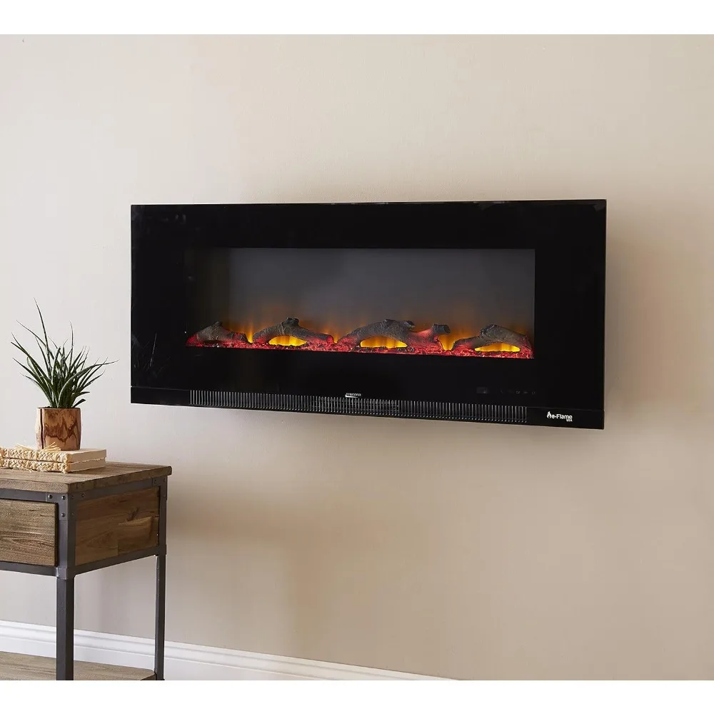 50-inch Wall Mount LED 3-D Electric Fireplace Stove with Timer and Remote - 3-D Log and Fire Effect