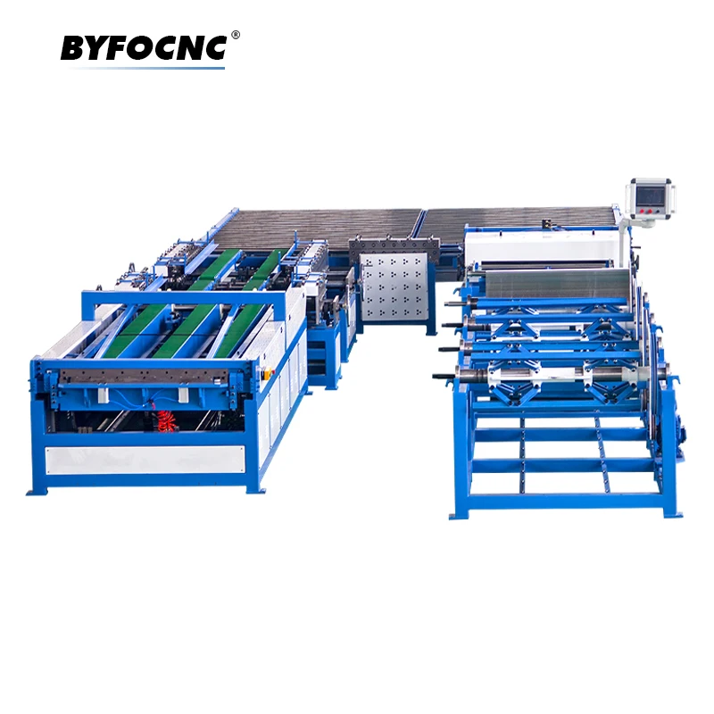 BYFO Auto Duct Line 5 With 4 Decoiler Galvanized Hvac Duct Making Machine square Autoduct Line 5