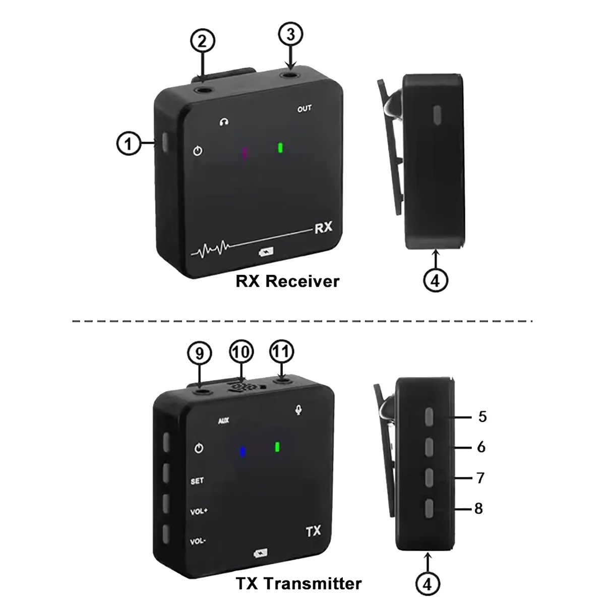 Sistema de Monitor de micrófono Lavalier inalámbrico, sonido Digital profesional, transmisión de escenario, receptor transmisor UHF