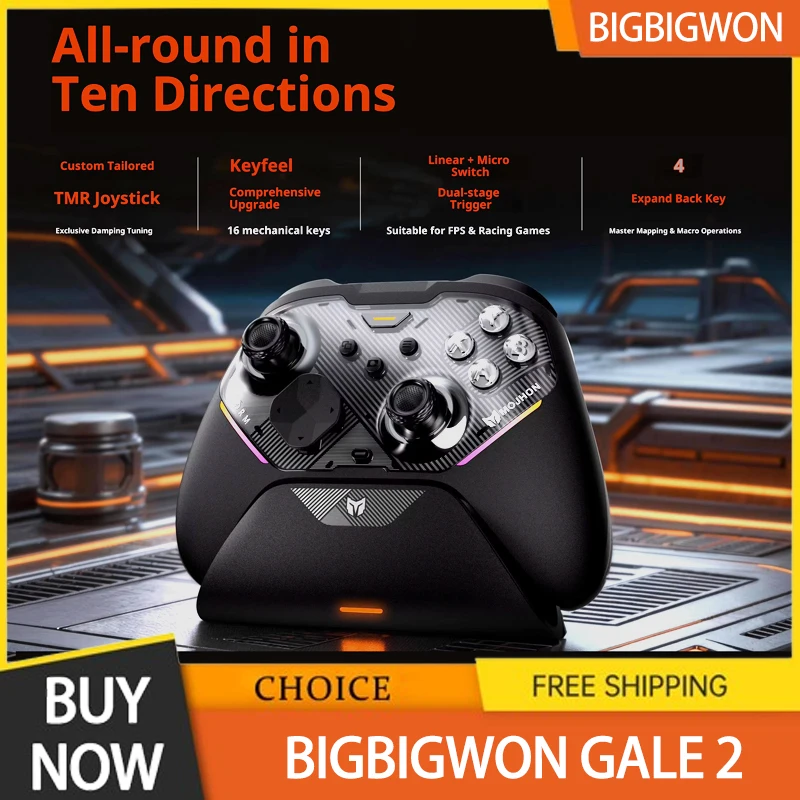 

Игровой контроллер Bigbigwon Gale 2 для Apex, беспроводной, для Switch 2, PC/Steam, черный, аналог Xbox, подарок