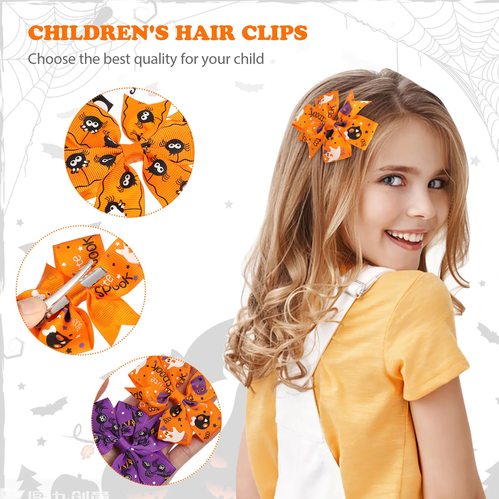 

24pcs Bow Hair Clips Halloween Kids Girls Toddler Accessories Durable Bowknot Suitable Any Hairstyle Hairpins