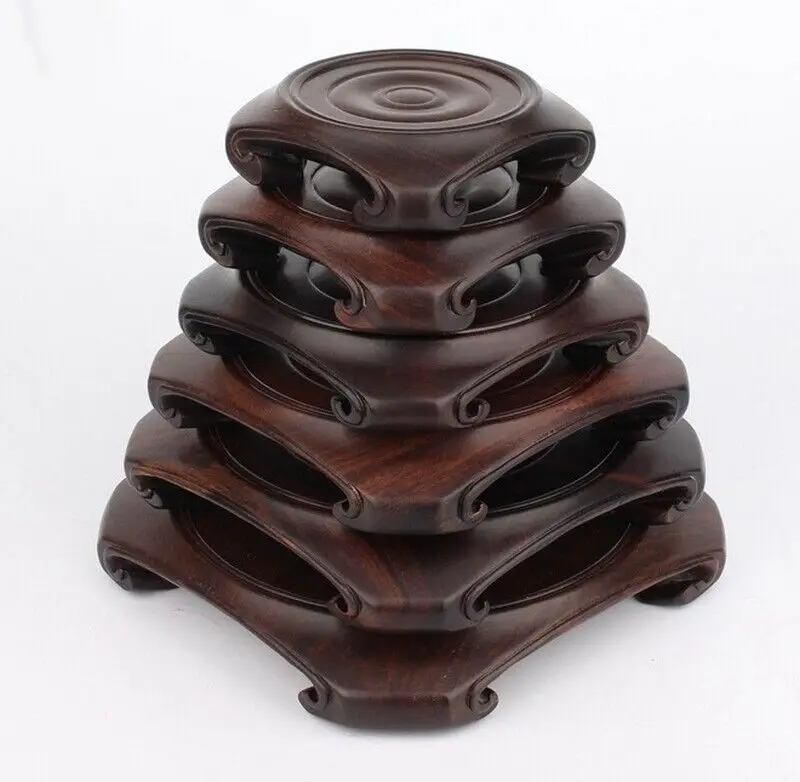 Ebony Wood Fishbowl Stand Bonsai Ceramic Stone Vase Flower Pot Rack Base