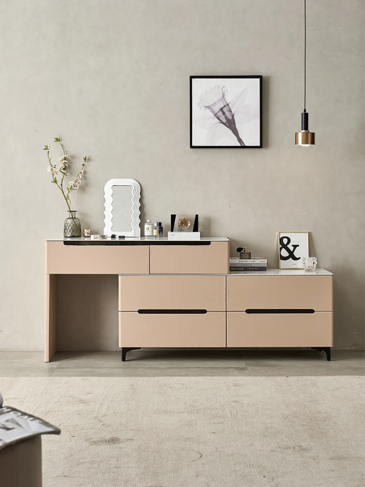 Minimalist Multifunctional Dresser Chest of Drawers Integrated Bedroom Simple and High-End Makeup Table Retractable Dresser