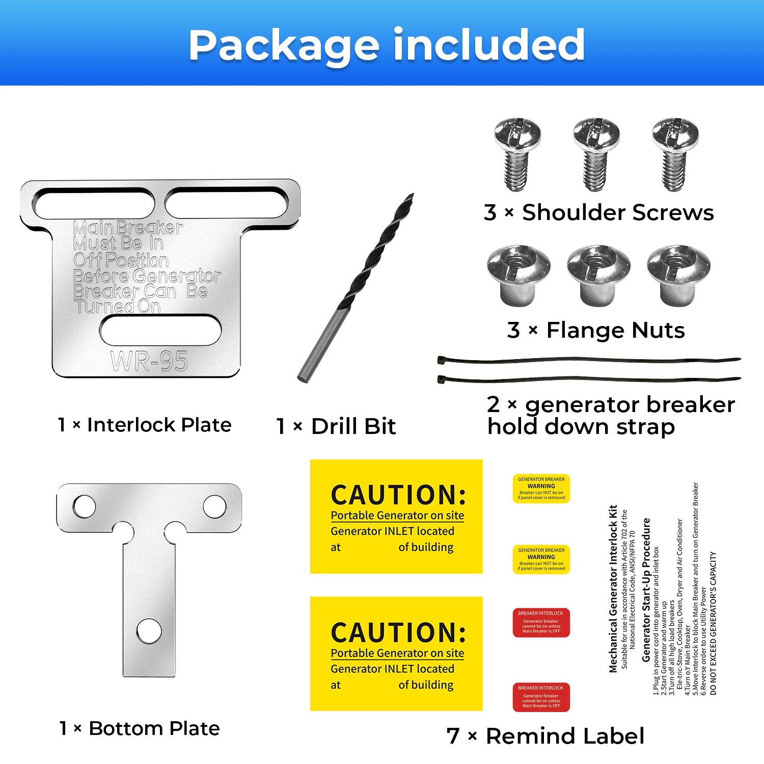 WR-95 Generator Interlock Kit For Siemens Murry ITE Sub 100-200Amp LISTED Panels