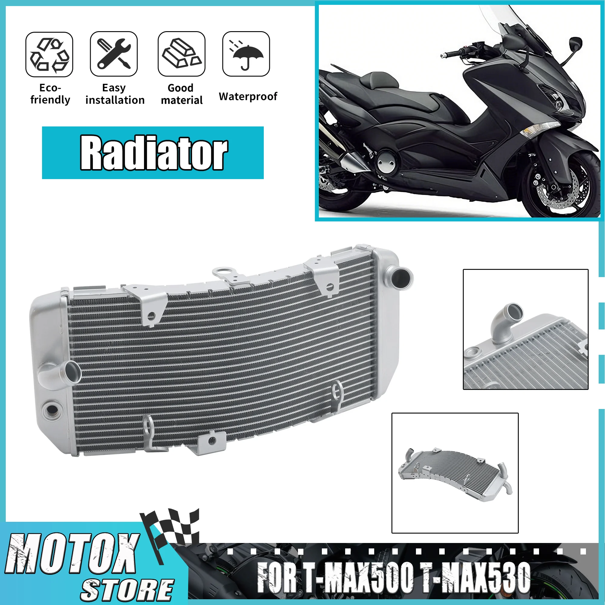 

Motorcycle Radiator Fit for TMAX 500 TMAX500 YAMAHA Tmax 530 XP500 TMAX530 XP 500 T-MAX500 Aluminium Cooling water coole