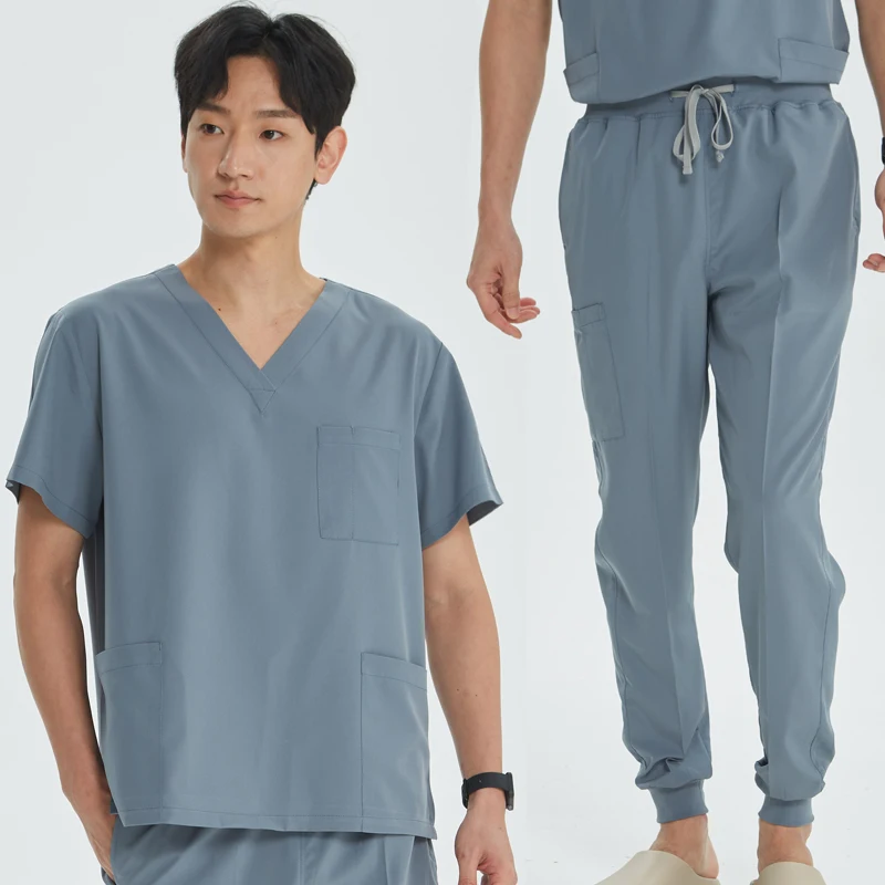 Quick Dry 4-way Stretch Scrub Set Jogger Pant Medical Uniform for Women Men Pet Clinical Sanitary Nursing Outfit Suit S21