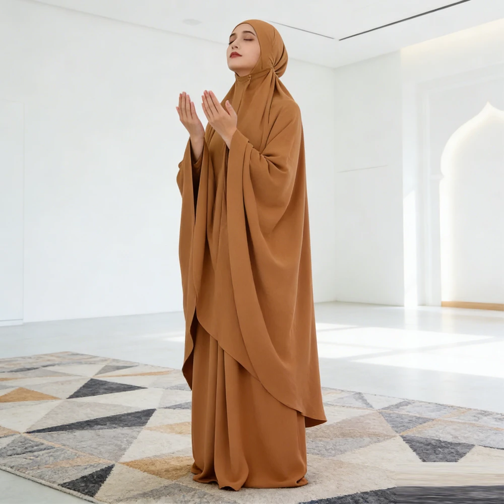 

Комплект из 2 предметов: Джеллаба, Химар, Джалабия, Хиджаб, Абайя, Кафтан, Молитвенный костюм, Мусульманское платье для женщин, Одежда в исламском стиле из Дубая, для Рамадана и Ид