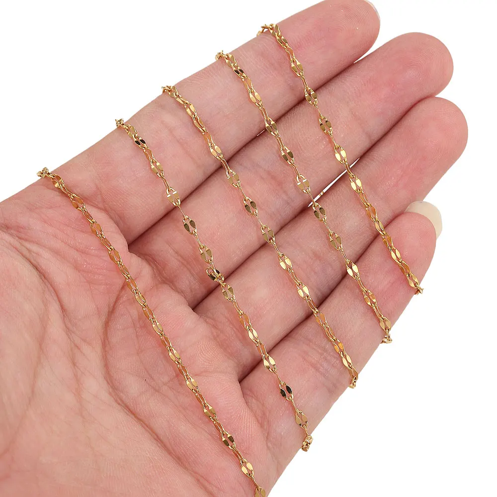 2 Meter Edelstahl-Lippenketten für die Schmuckherstellung, handgefertigte Halsketten- und Armbandkomponenten, Schmuckkette für Bastelzubehör – Detail 3
