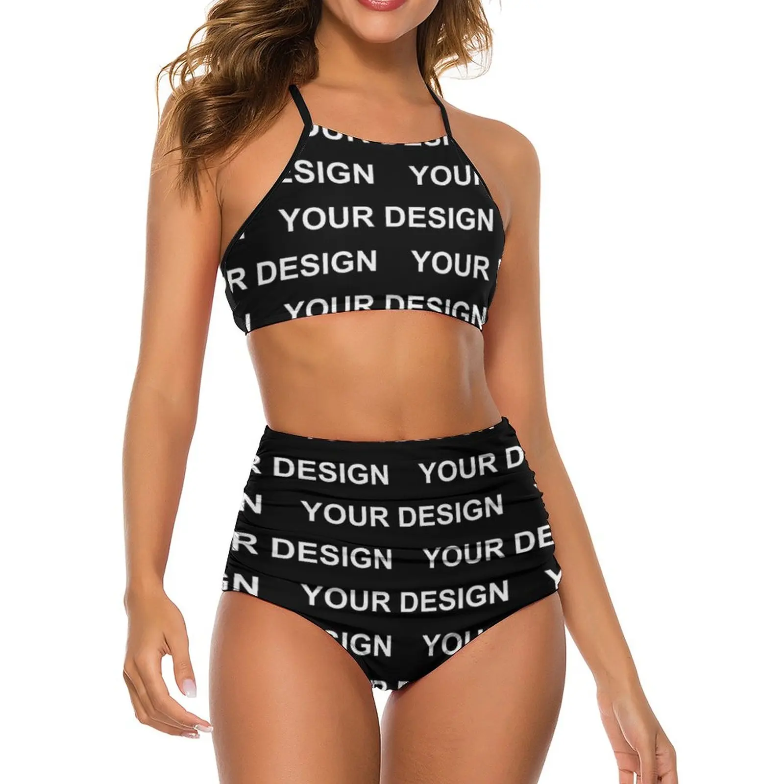 Design Customized Bikinis Set Custom Made Your Image High Cut Bikini Swimsuit High Waist Swimwear Print Bathing Suit Beach Wear