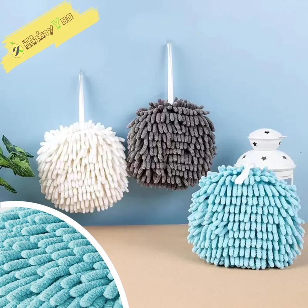 

Fuzzy Ball Towel Quick Dry Bags, Chenille Hand Drying Puff Towel Balls, Creative Decorative Bath Towel Set for Bathroom Kitchen