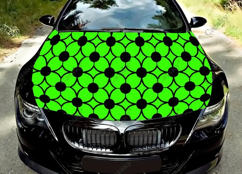 

Green Geometric Patterns Car Hood Vinyl Stickers Wrap Vinyl Film Engine Cover Decal Sticker Universal Car Hood Protective Film