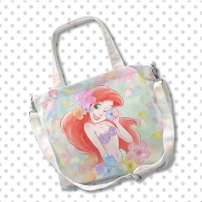 Disney mermaid Ariel Princess Anime Shoulder Bags Customized Cartoon Shopping Bag Casual Tote Storage Handbag Gift