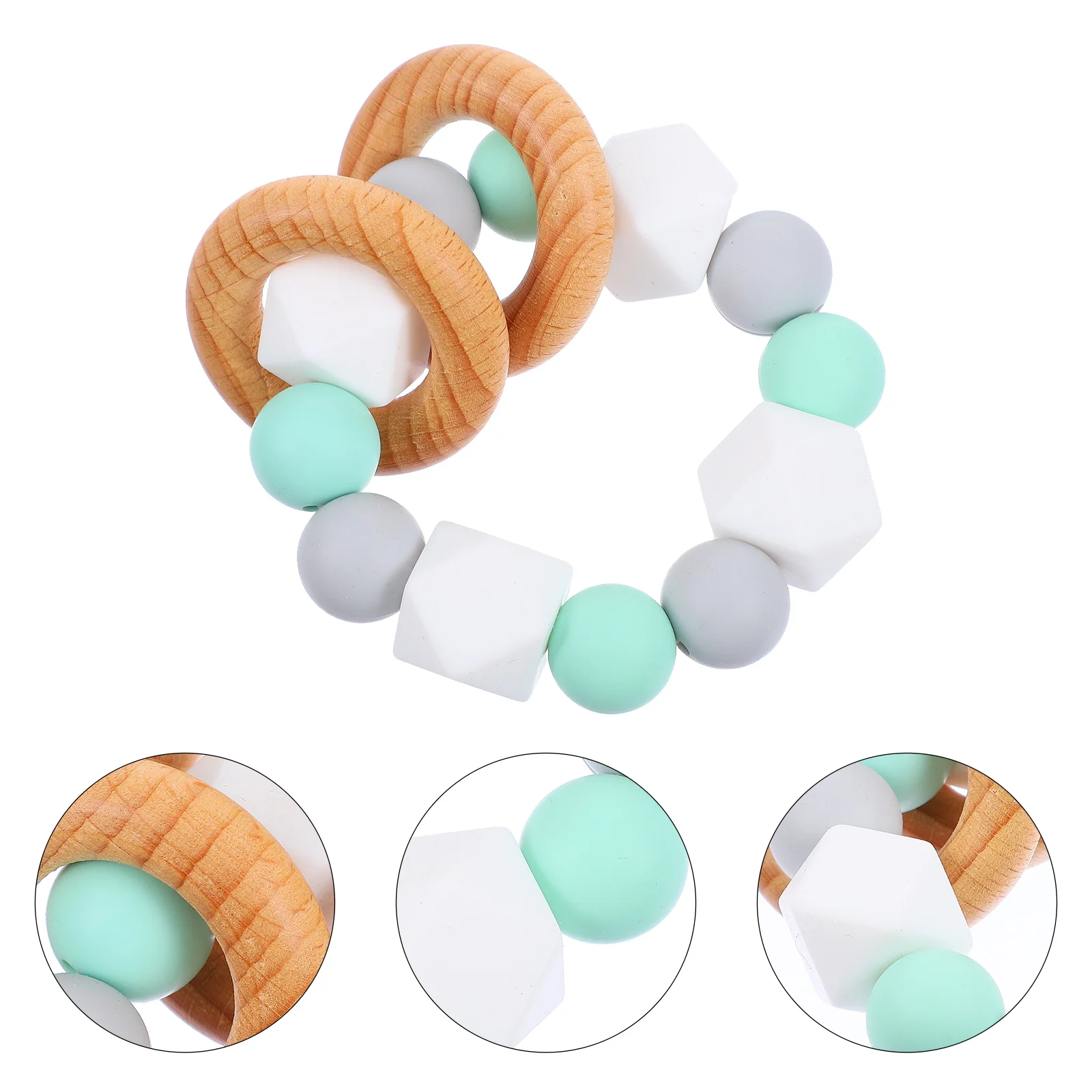 

Wood Teething Ring Baby Chewing Bracelet Molar Teether Infant Teether Safe for Gums Multiple Surfaces Massage Sore Gums