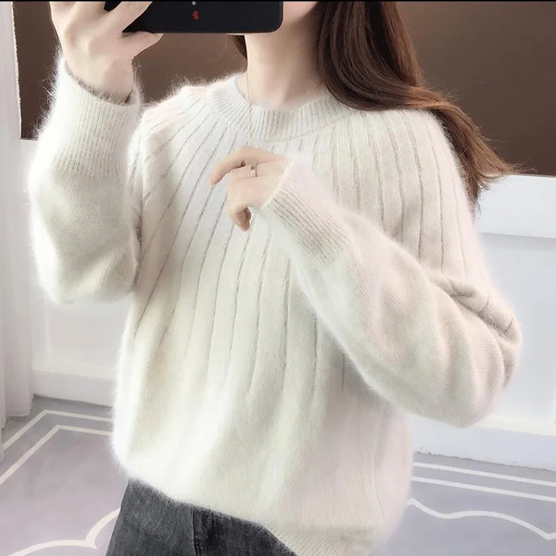 

Sweaters Jumpers Pullovers Women Damen For Pink Sweater With Neck Mock Turtleneck BF Y2K Lady OL Work Business Professional Warm