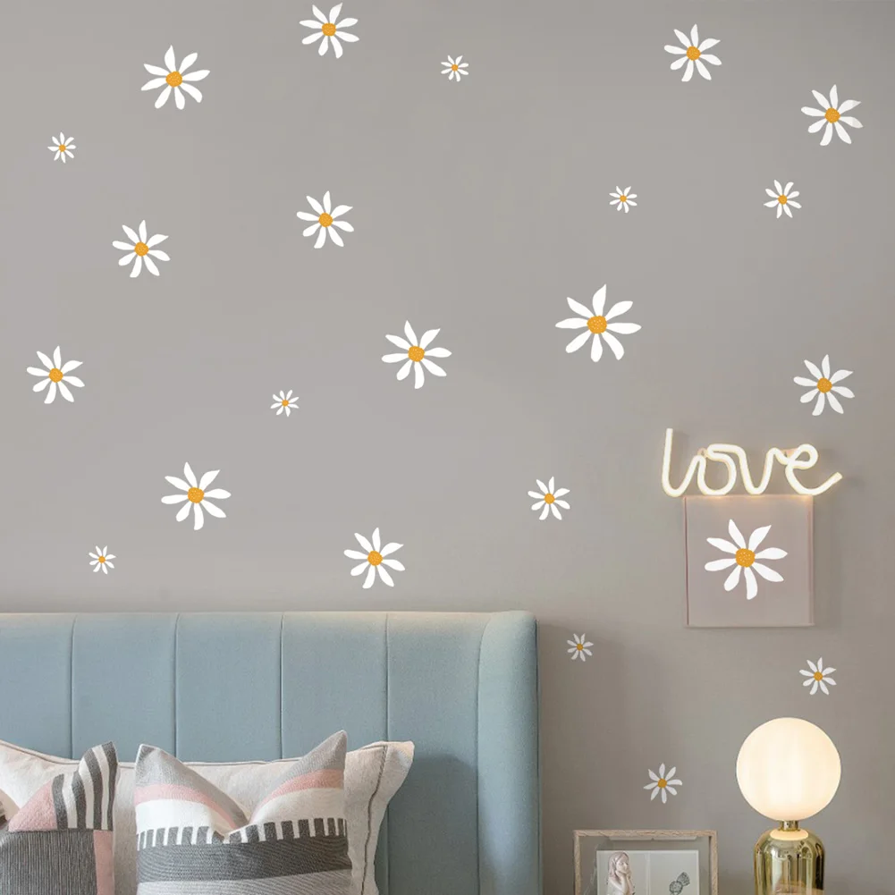 Cartoon Little Daisy Wall Sticker Living Kids Room Background Home Decoration Mural Bedroom Decor Self-adhesive Wallpaper