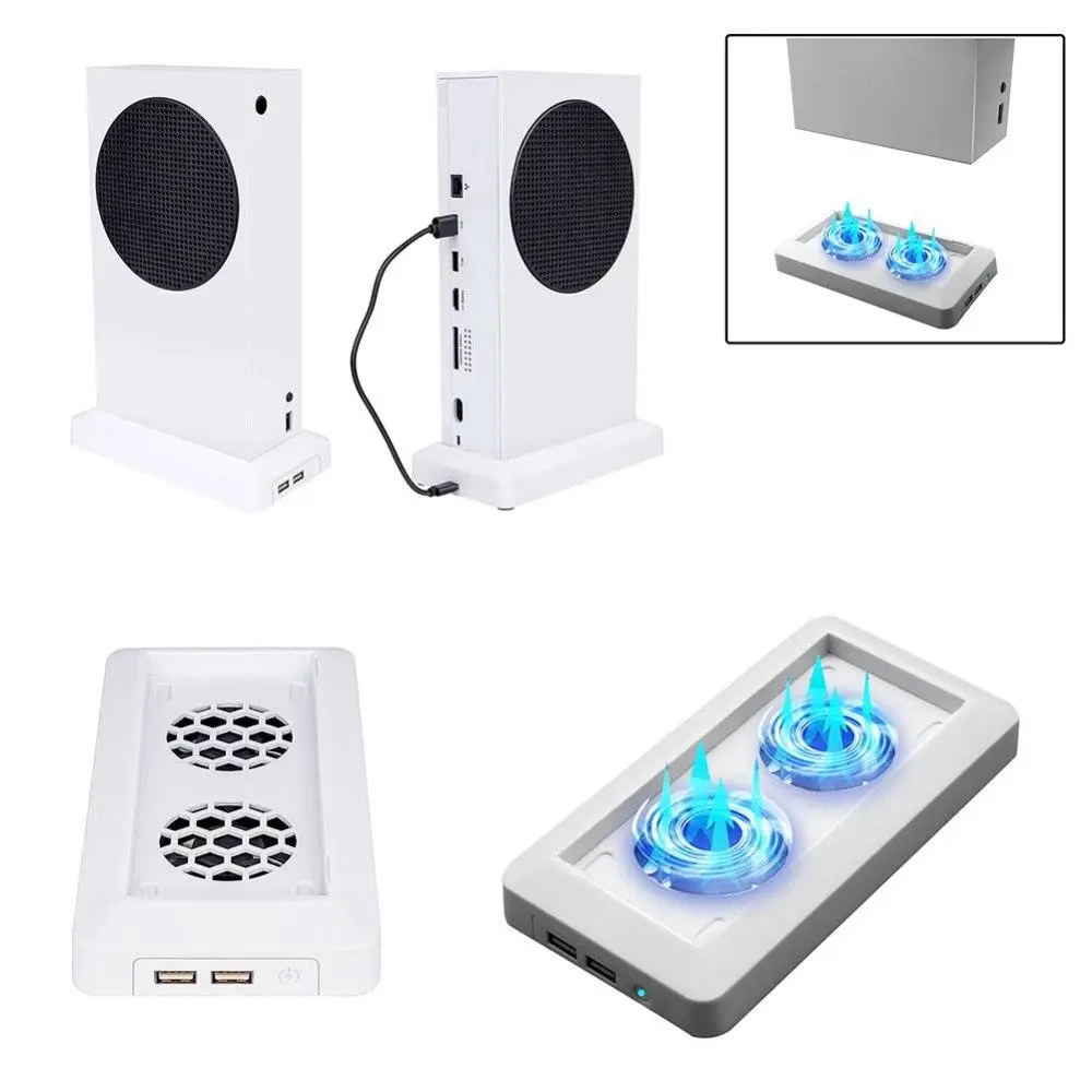 Soporte Vertical con 2 ventiladores de refrigeración, puertos Usb duales, Enfriador de 3 niveles Compatible con consola de juegos Xbox Series S