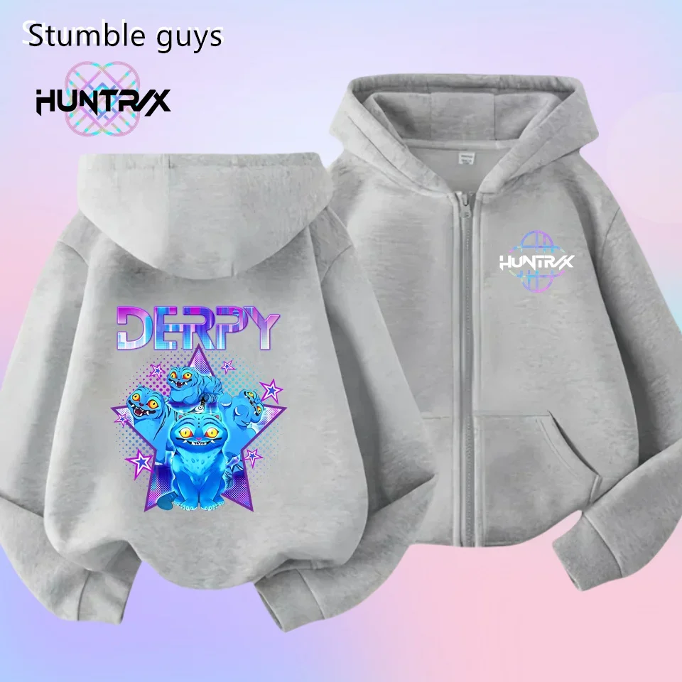 

3-12Y Kids KPop Demon Hunters Zipper Hoodie Spring Autumn Sportswear Boys Clothes Girls Warm Print Casual​