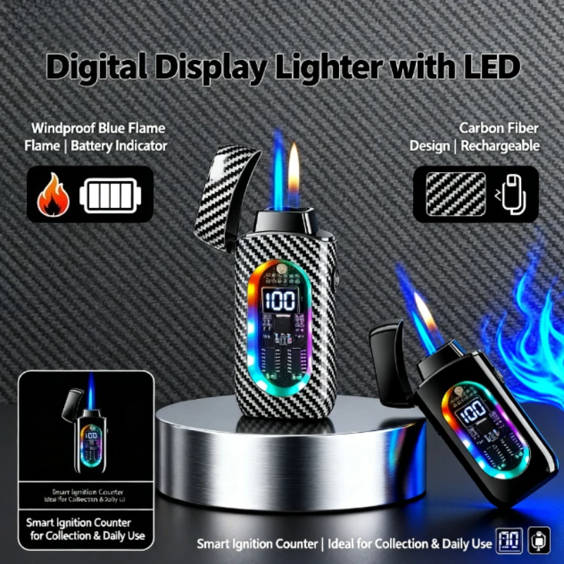 Voice Control Creative Lighter - Windproof Dual Flame Switchable, Multiple Ignition Methods, Cool Gadget for Smoking Enthusiasts