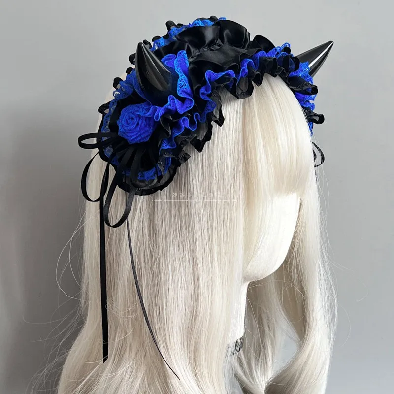 Japanse originele handgemaakte donkere Goth stijl Lolita Halloween duivel hoorn Goth hoofdband cosplay hoofdtooi persoonlijkheid meisje hoofdband