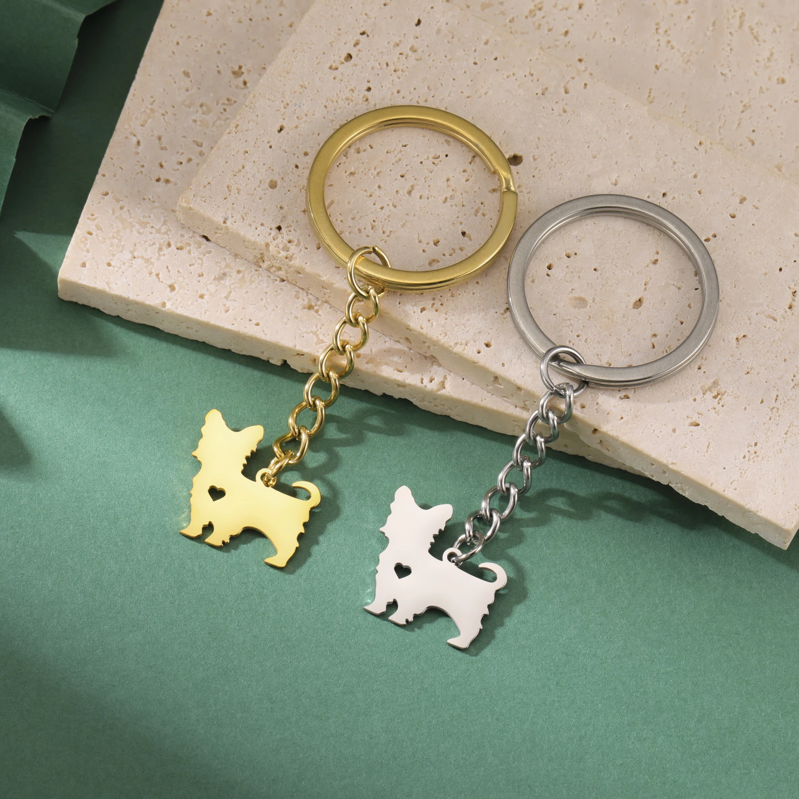 Fishhook Dog Keychain for Woman Men Kid Child Teddy Labrador Longer Beagle Retriever Key Chain Ring Stainless Steel Jewelry Gift