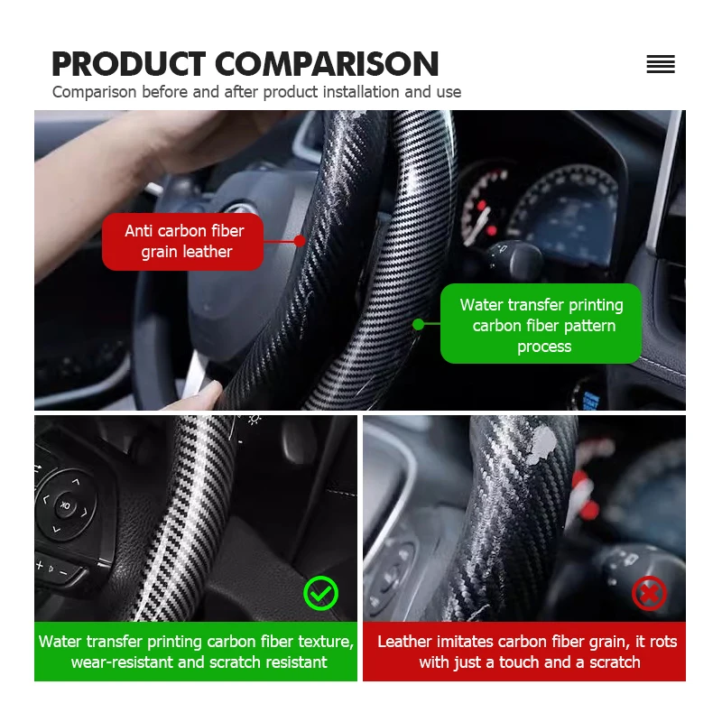 Carbon FiberCar Steering Wheel Non-slip Handle Cover For Hyundai N Line Tuscon NX4 I20 I30 I10 Sonata Elantra view 4