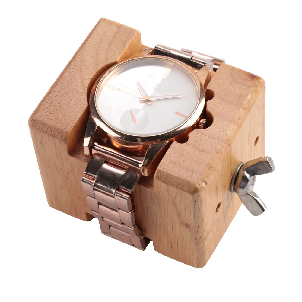 Wristwatch Case Holder Professional Wooden Watch Case Holder Block Vise Clamp Movement Repair Watchmaker Tool