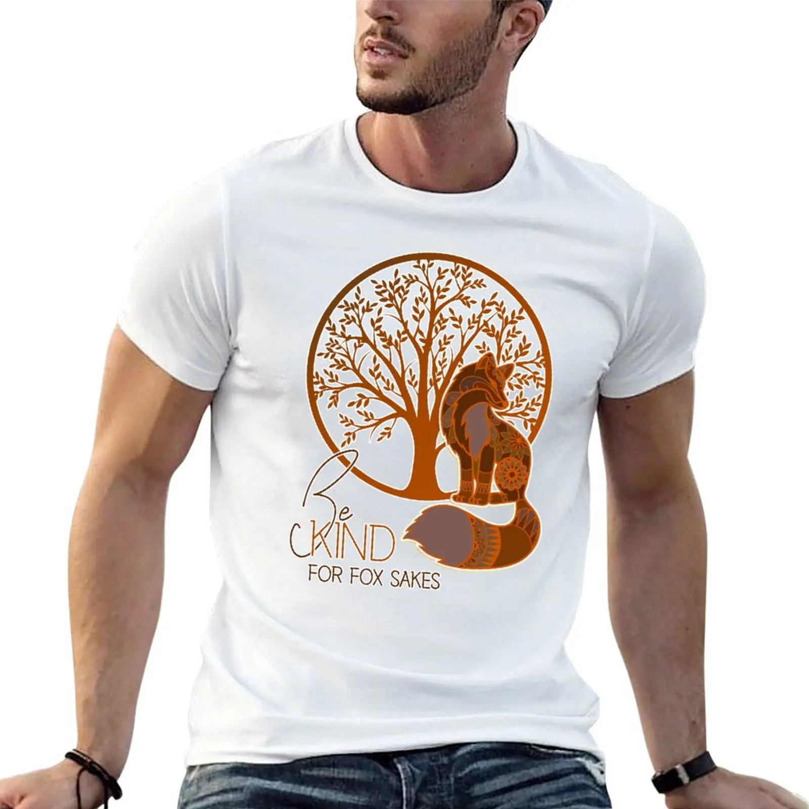 Camisas de zorro divertidas camisas de algodón Be se ajustan a sakes hombre tipo para hombre camiseta para delgado para