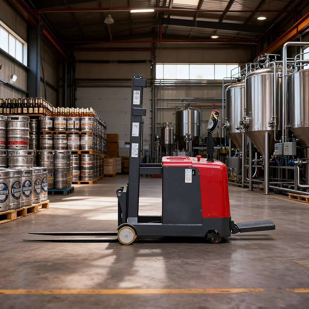 

Hot Sale 1.5-2T Standing Electric Stacker Mini Electric Forklift Truck 3-5 Meters Lift Height For Warehouse