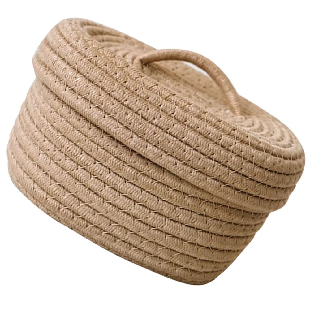 

Woven Nordic Simple Style Covered Rope Storage Box Desktop Snacks Toy Cosmetics Basket Khaki Color Make up Child Laundry