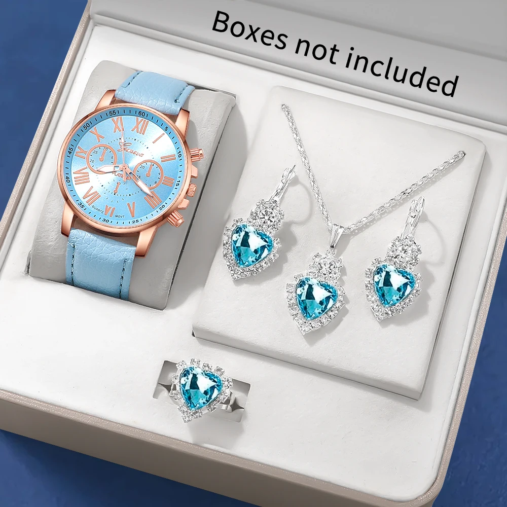 5-piece ladies' elegant and minimalist quartz watch and versatile accessory set for daily wear as gifts for friends and family