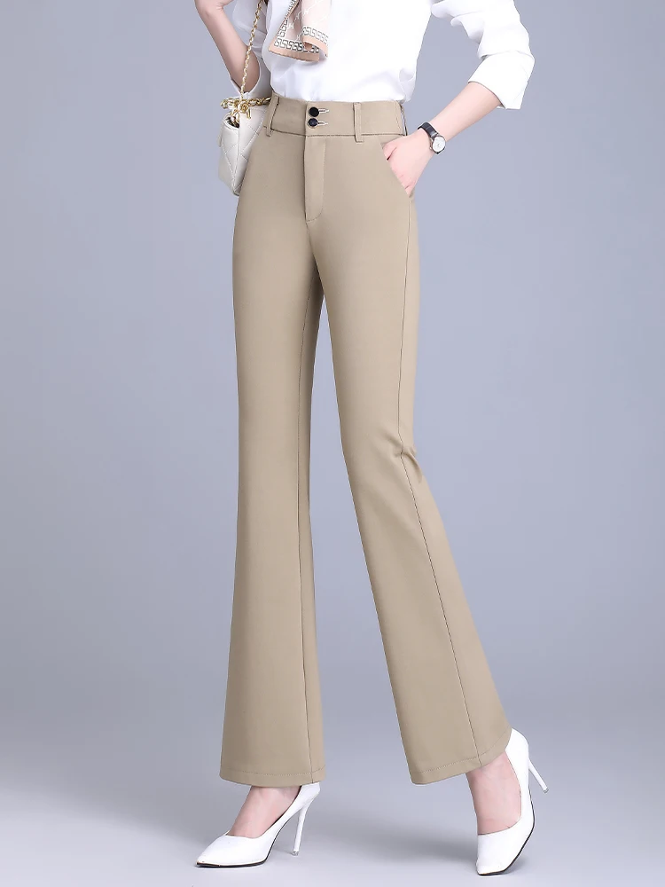

High Waist Trousers Women's Spring Autumn 2026 New Small Size Draped Casual Nine Points Flared Pants Korean Style Slim Fit