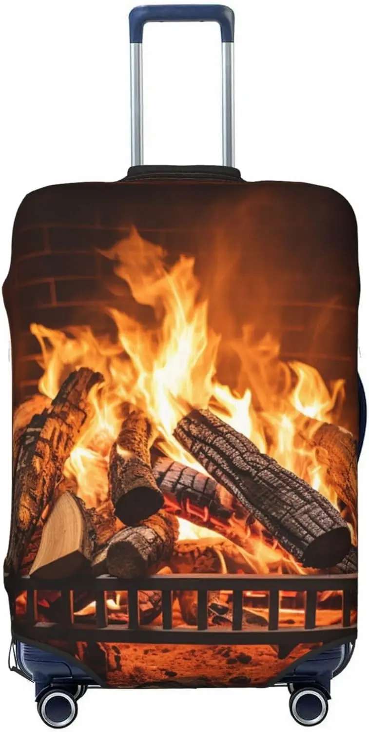 

Travel Luggage Cover Burning Firewood Large Fireplace Suitcase Covers for Luggage Fashion Suitcase Protector Fits 18-32" Luggage