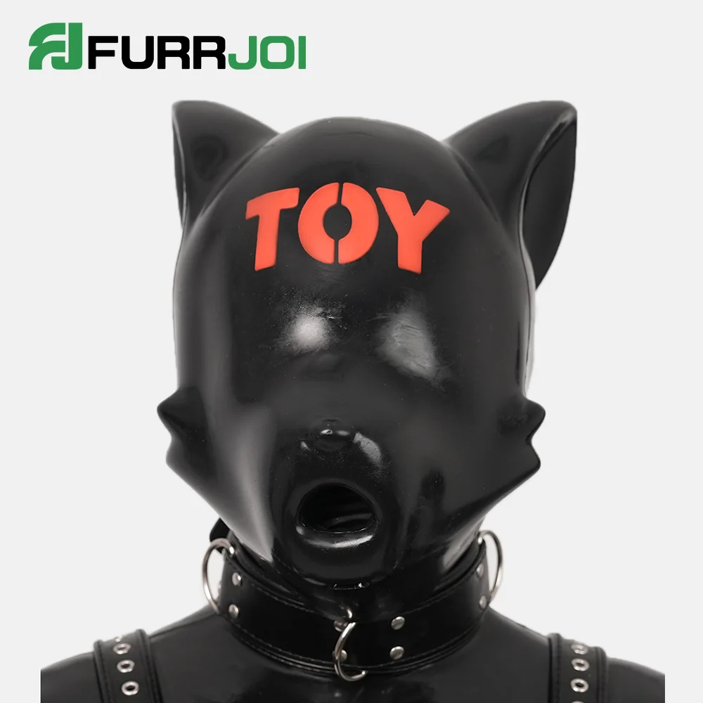 

Furrjoi Silicone Ico Drone Mask Furry Fetish Fursuit Pet Play Hood with Lollipop for Cosplay Costume Halloween Patty