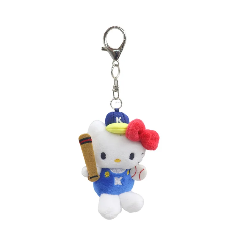 Kawaii Sanrio Hello Kitty ของเล่นตุ๊กตาน่ารักการ์ตูนสร้างสรรค์เทนนิสพวงกุญแจกระเป๋าเป้สะพายหลังจี้สาวคริสต์มาสของขวัญอุปกรณ์เสริม