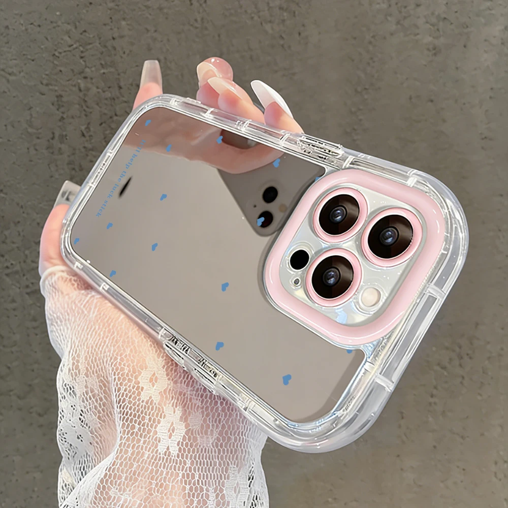 Einfache Stern-Polka-Dots Air-Cushion-Spiegel-Handyhülle für iPhone 17 15 14 16 Pro Max 13 12 11 Pro XR XS 7 8 Plus 17Air Girl Cover – Detail 39