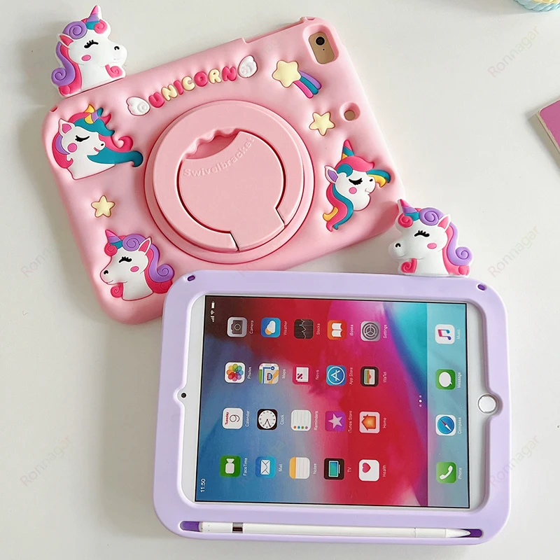 3D Cute Unicorn Case for iPad 9th/8th/7th Generation Case 10.2 inch iPad Air11 2024 iPad pro11 M4 Cartoon Kids Teens Boys Girls