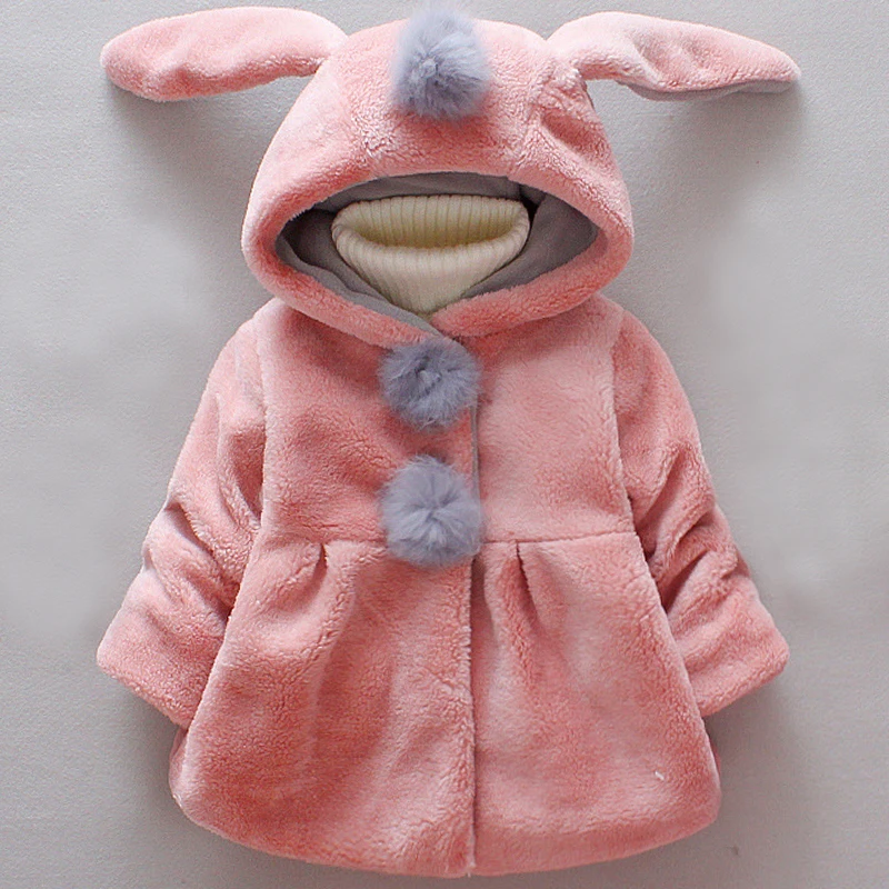 

Autumn Winter Outerwear Infant Girl Jacket Korean Cartoon Cute Hooded Fleece Warm Thicker Baby Tops Lamb Wool Kids Coat BC111