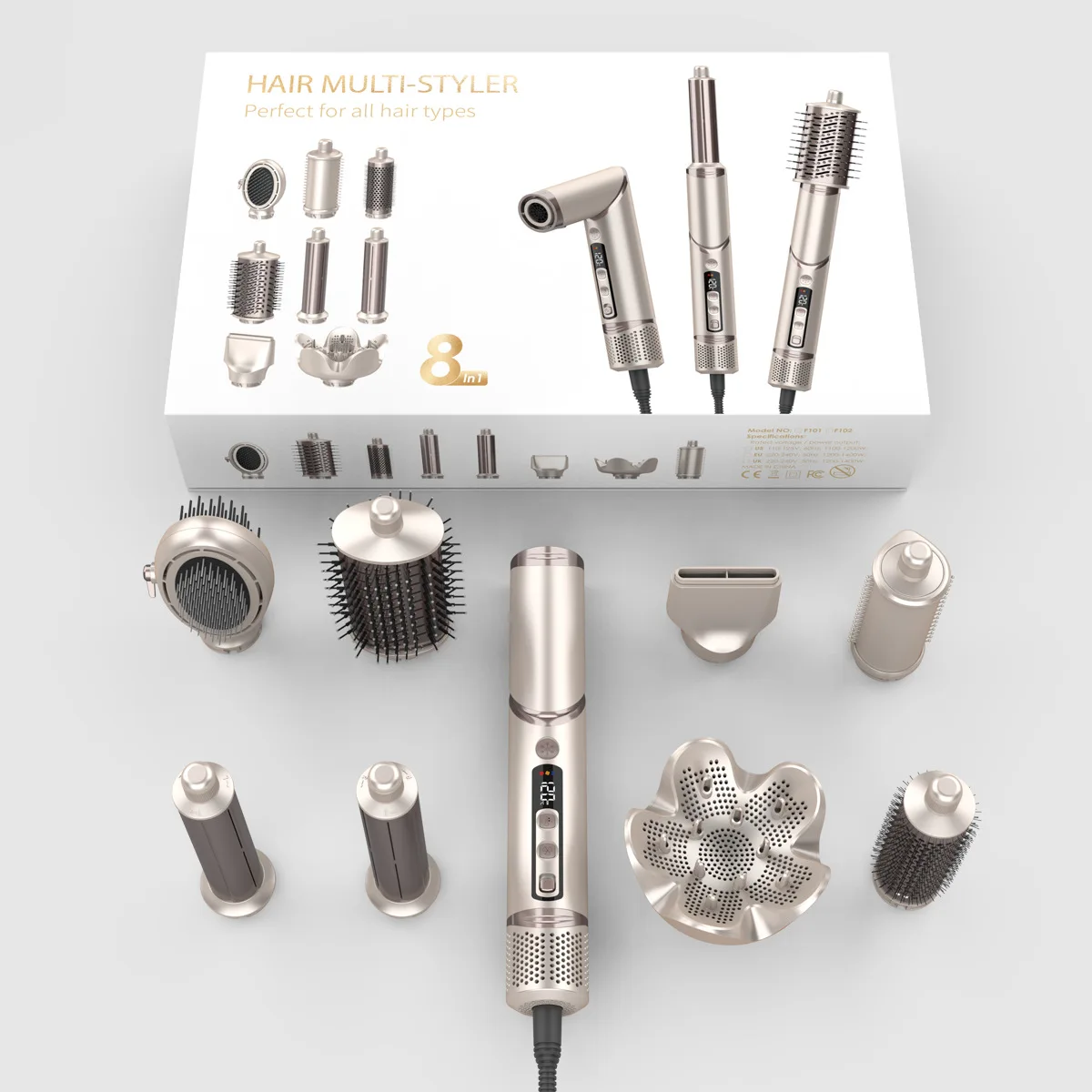 

8 in 1 LCD Display Electric Hair Stylist Professional Powerful Hair Styler With Air Brush