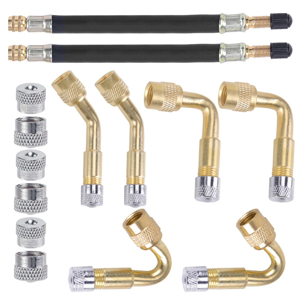 

14PCS Car Tire Valve Extender Kit 45°,90°135° Tire Valve Extenders 180mm Hoses Maintenance Tools For Cars Motorcycles Bike