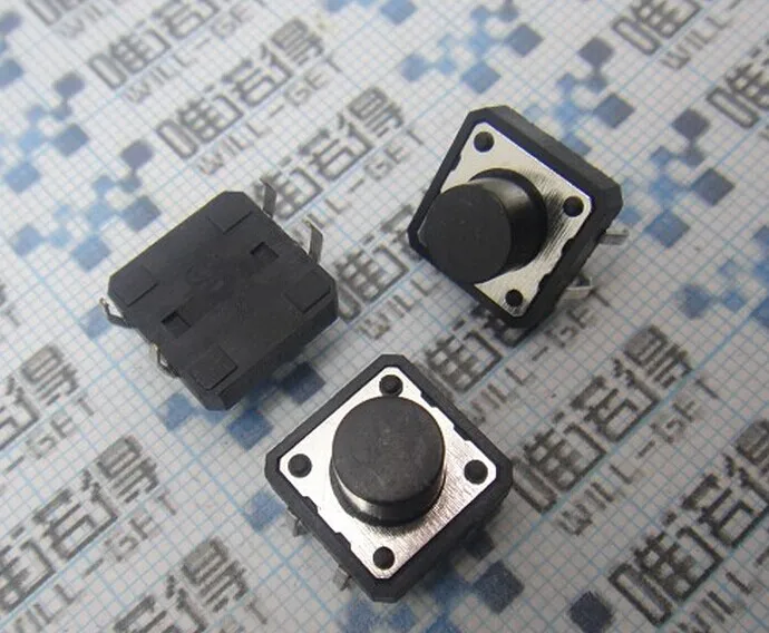 100PCS 12 * 12 * 8MM Tact Switch SMD 4PIN import shrapnel button switch  12x12X8MM