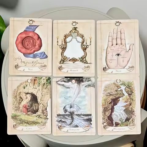 10.5*7.5cm on 350GSM Double-embossed Cardstock Old Style Oracle Deck 52 Pcs Cards Inspired By Antiquarian Book Engravings