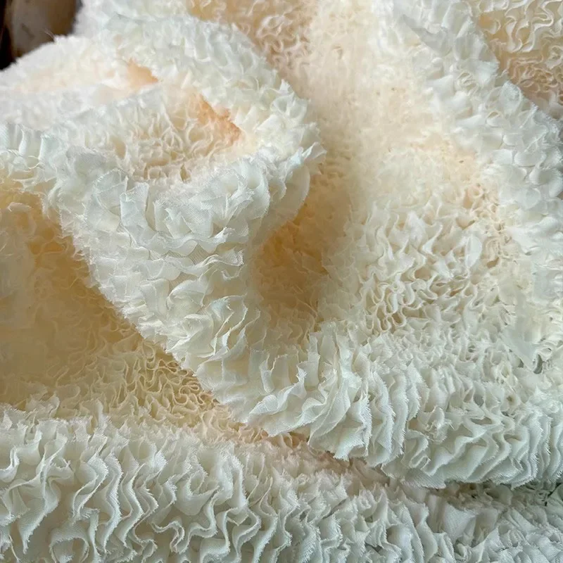 

Apricot Embossed Texture Jacquard for Dress Designer Fabric Polyester Material By The Meter for Sewing Diy