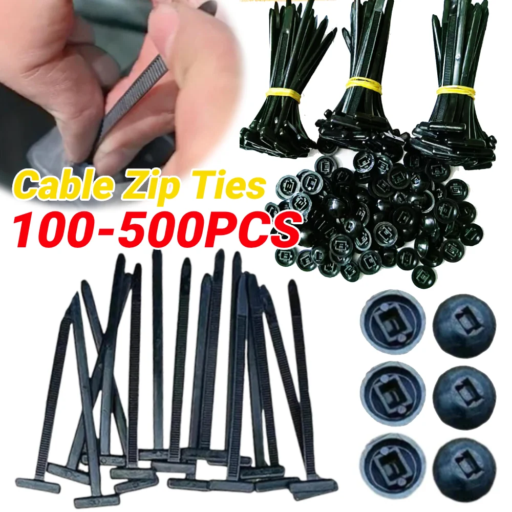 

100-500pcs Nylon Black Cable Ties Self-Locking Universal Cable Tie Buckle One Button Fastening Heavy Duty Zip Ties for Luggage